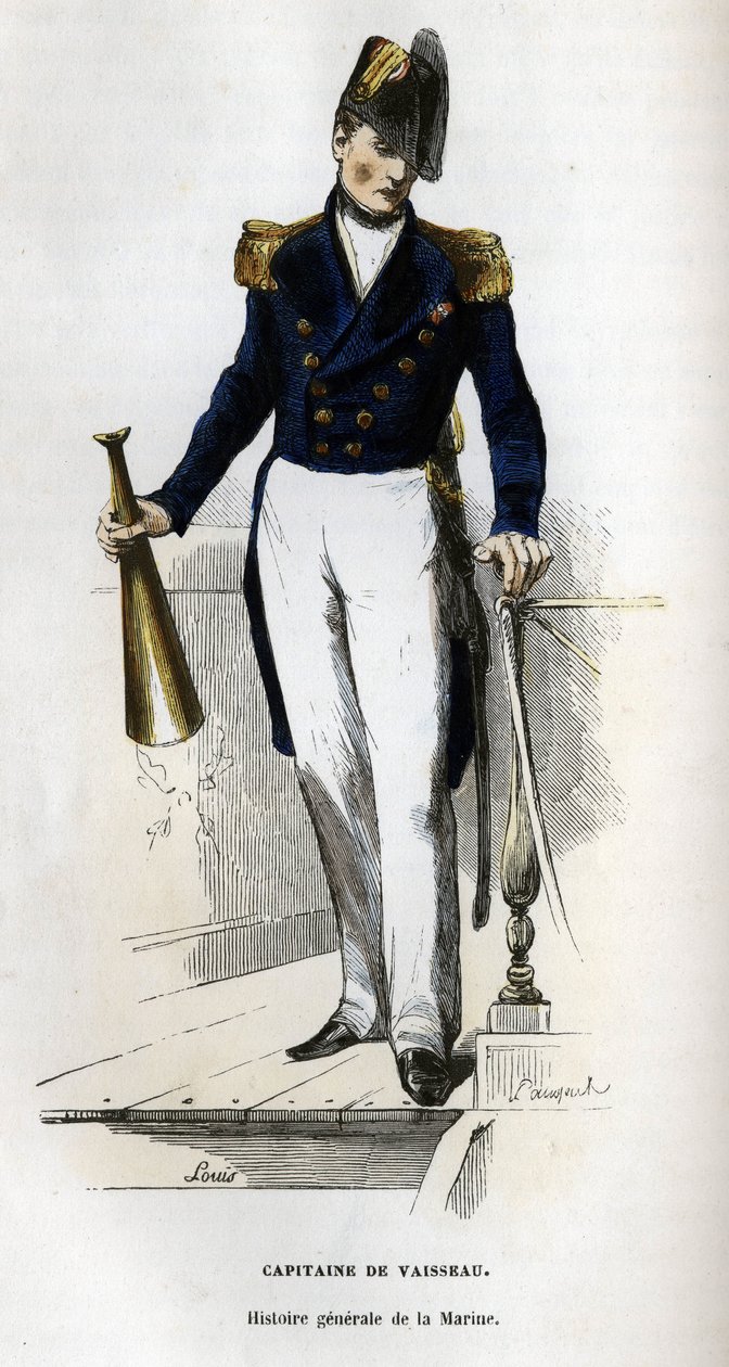 Retrato de un capitán de barco. en “Histoire générale de la marine” por Van Tenac de Unknown artist