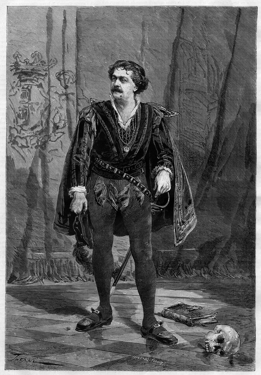 Retrato del actor Ernesto Rossi en el papel de Hamlet de William Shakespeare en el teatro Ventadour en París en 1875 de Unknown artist