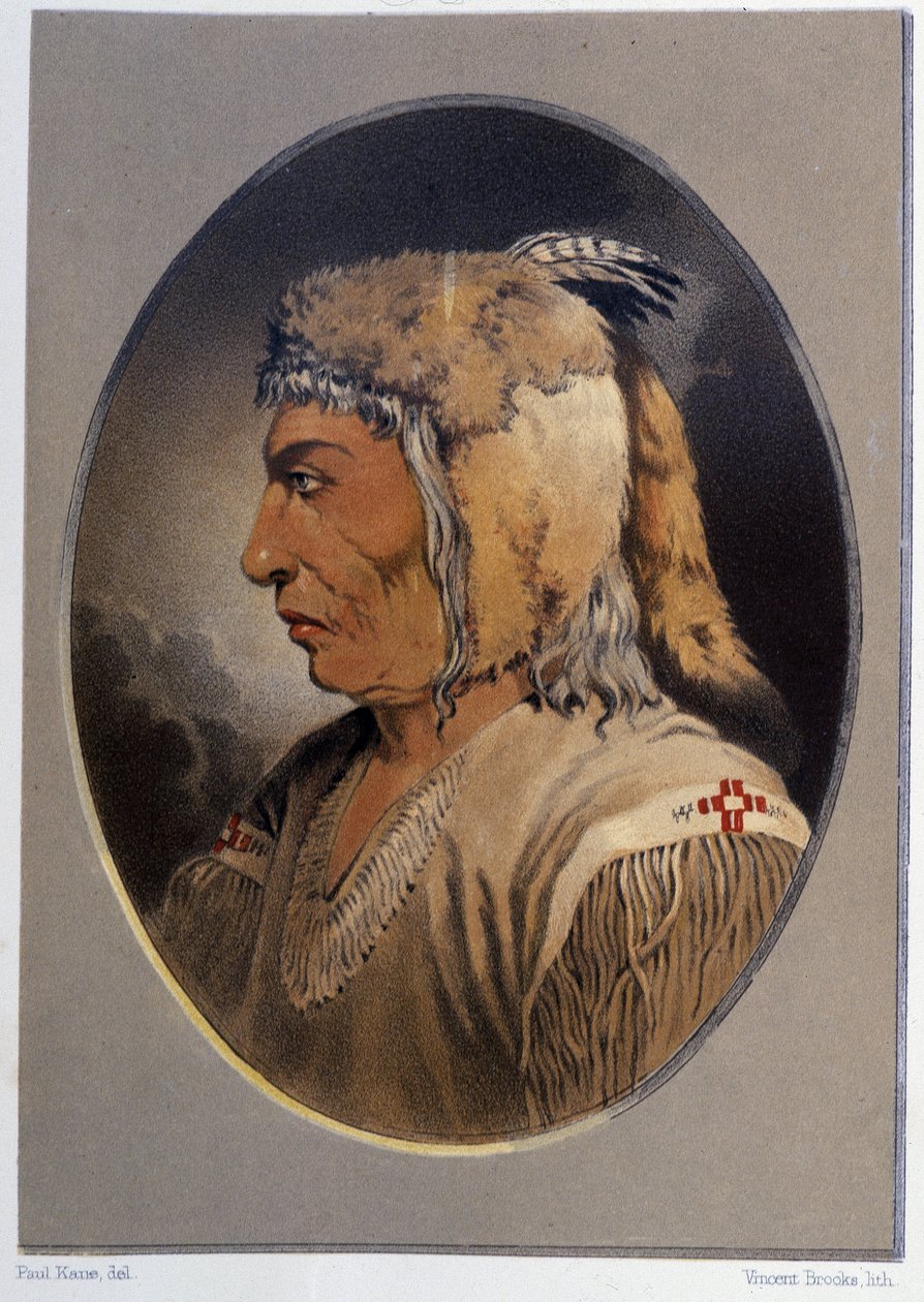 Retrato de un indio: Man-Ce-Muckt - en "Wandering of an artist among the indians of north america" por Paul Kane, Longmans & Roberts, Londres de Unknown artist