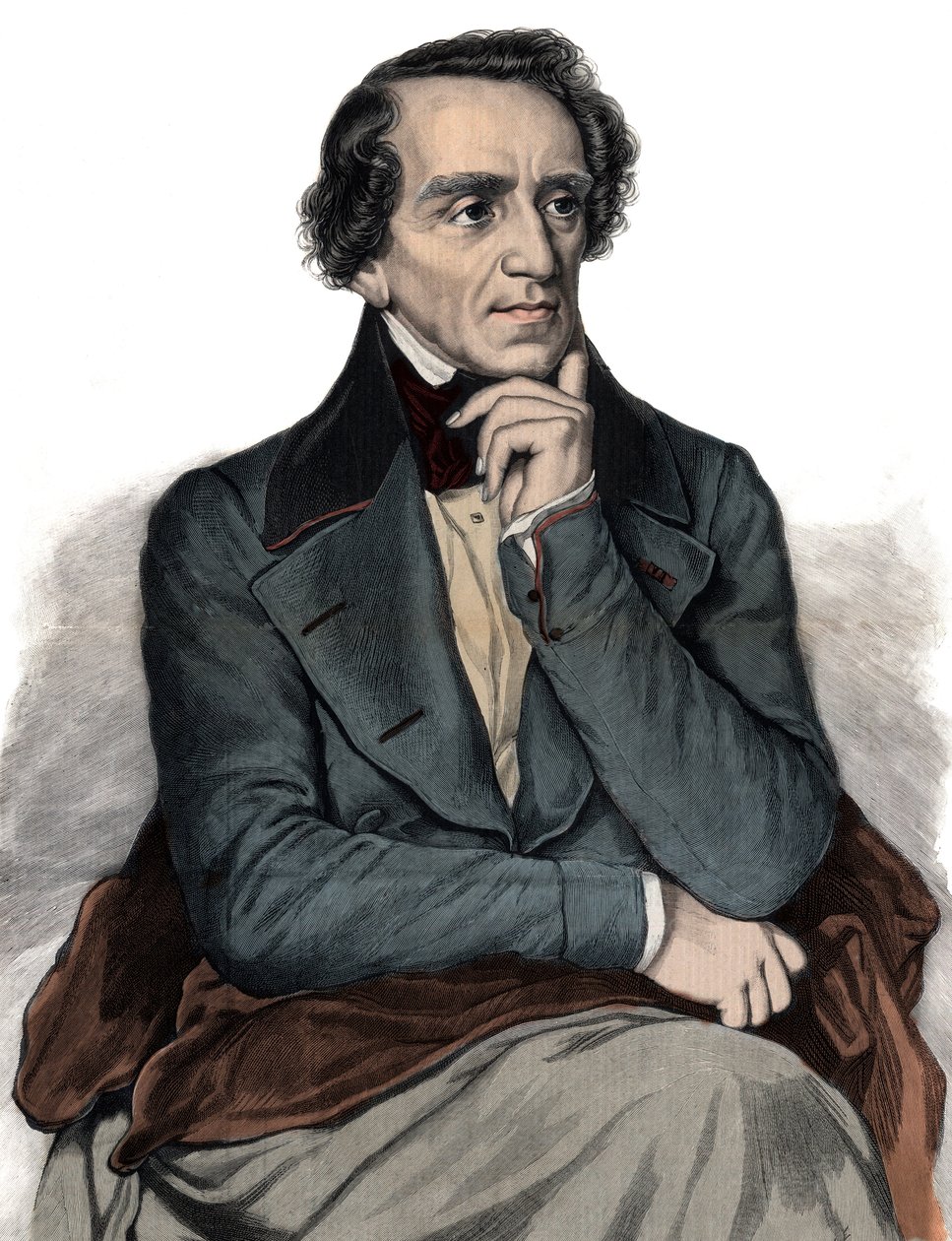 Retrato del compositor de ópera inglés Giacomo Meyerbeer (1791-1864) - Grabado de Unknown artist