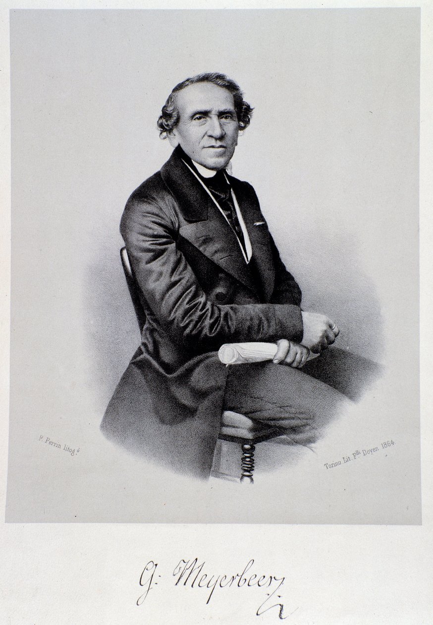 Retrato del compositor de ópera alemán Giacomo Meyerbeer (1791-1864) Grabado. Siglo XIX. Bolonia, museo cívico musical de Unknown artist