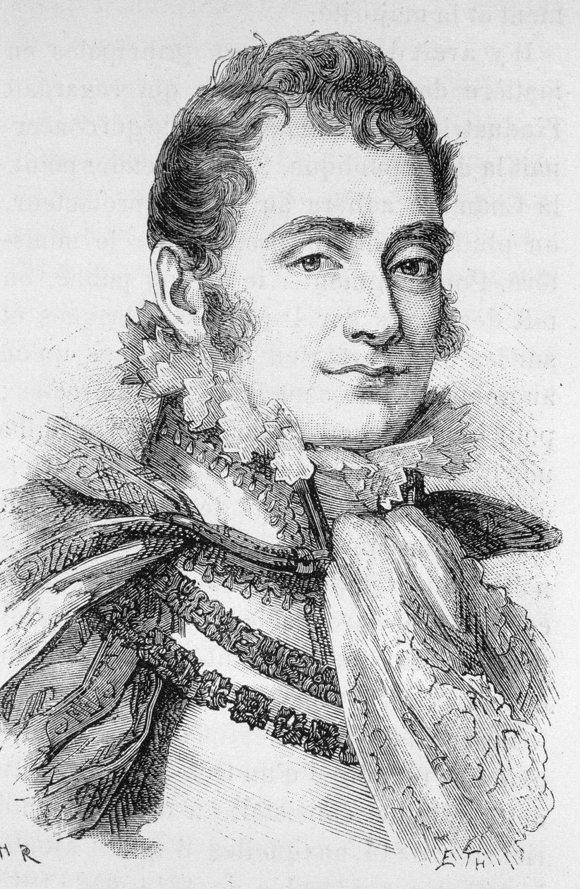 Retrato del Duque de Berry (1778 - 1820). Grabado de finales del siglo XIX en 
