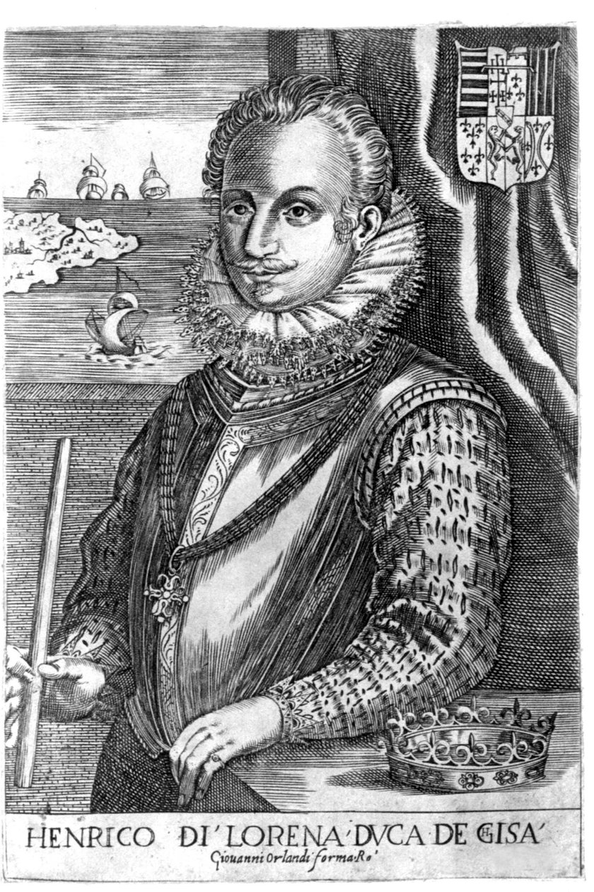 Retrato del Duque de Guisa (Enrique I de Lorena, conocido como el Escalafre (1550 - 1588)). Grabado del siglo XVII. de Unknown artist