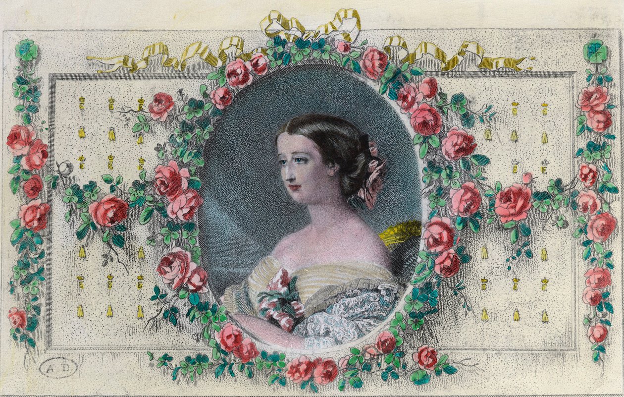 Retrato de la Emperatriz Eugenia de Montijo (1826 - 1920). Grabado del siglo XIX de Unknown artist