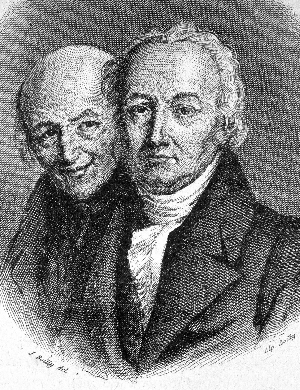 Retrato de los hermanos Hauy: Abate René Just Hauy (1743 - 1822), mineralogista francés, y Valentin Hauy (1745 - 1822), pedagogo francés - en "Les Contemporains", s.f. finales del siglo XIX de Unknown artist