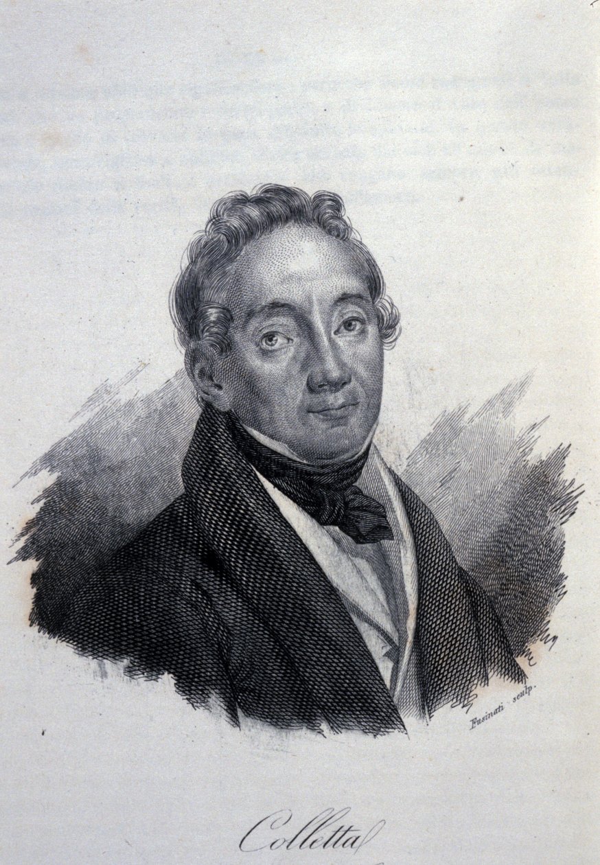 Retrato del patriota e historiador italiano Pietro Colletta (1775-1831). Grabado del siglo XIX de Unknown artist