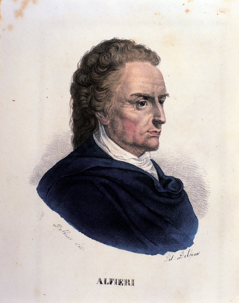 Retrato del poeta y dramaturgo italiano Vittorio Alfieri (1749-1803). Grabado del siglo XIX. de Unknown artist