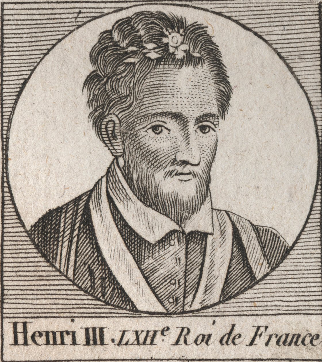 Retrato del Rey de Francia Enrique III (1551-1589) - grabado de “Instruction sur l