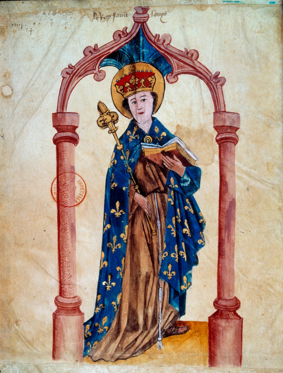 Retrato del Rey de Francia Luis IX (San Luis) (1214-1270) Miniatura de “L