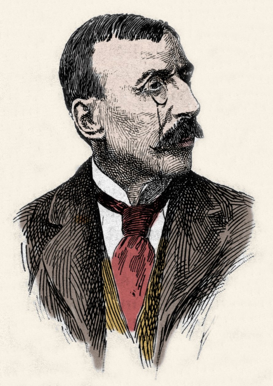 Retrato del escritor y diplomático portugués José Maria de Eça de Queirós (1845-1900). Grabado del siglo XIX de Unknown artist