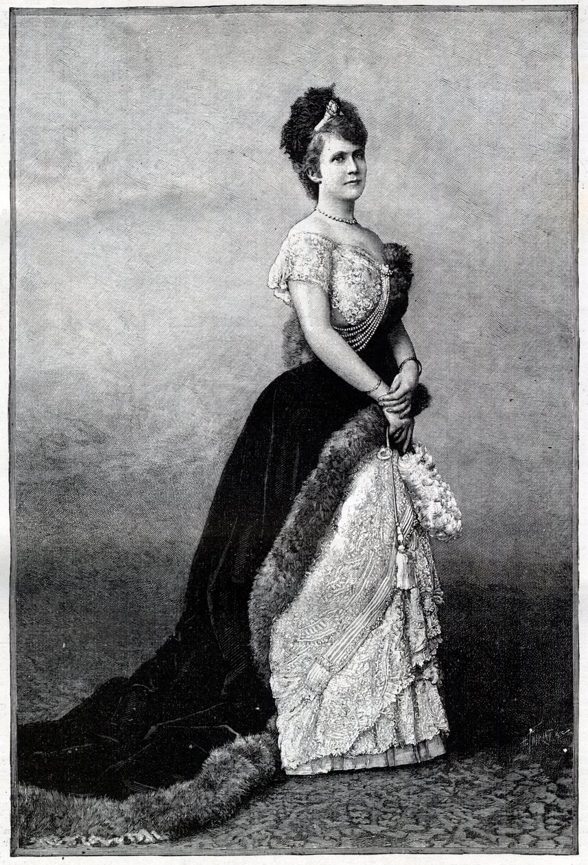 Retrato de la Reina de Rumanía Elisabeth Pauline Ottilie Louise de Wied, conocida como Carmen Sylva (1843-1916), esposa del Rey Carlos I - Grabado de 1893 - Isabel de Wied de Rumanía, finales del siglo XIX-principios del siglo XX - Retrato de Isabel (1843- de Unknown artist