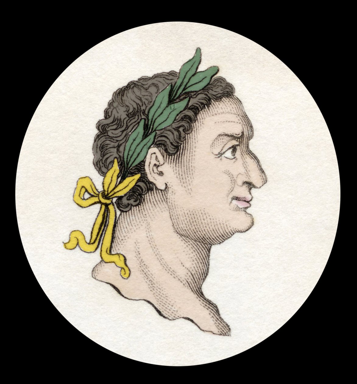 Retrato del emperador romano Tito (39-81). (Titus Flavius Sabinus Vespasianus). Grabado del siglo XIX. de Unknown artist