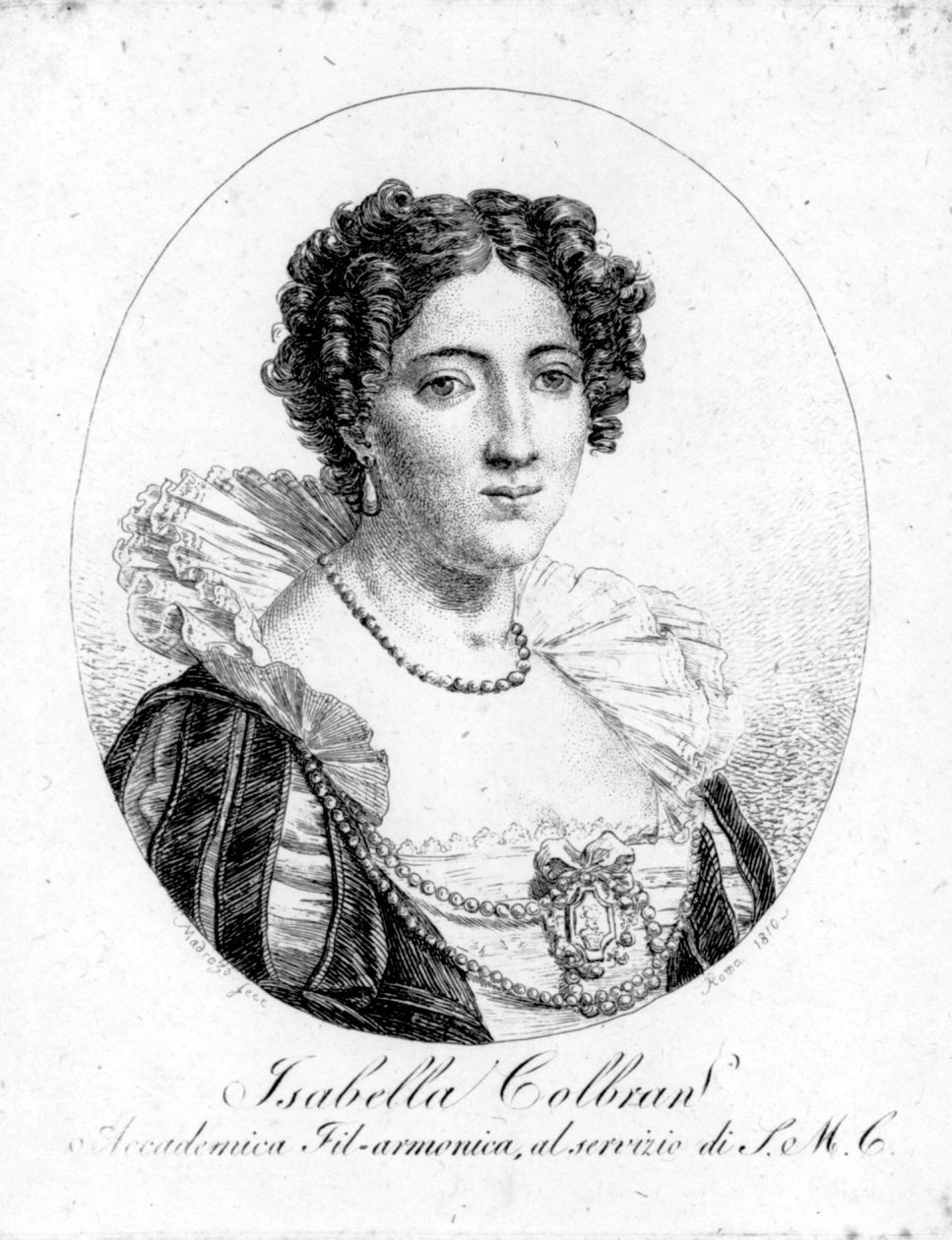Retrato de la cantante española Isabelle Colbran (1785-1845). Grabado del siglo XIX de Unknown artist
