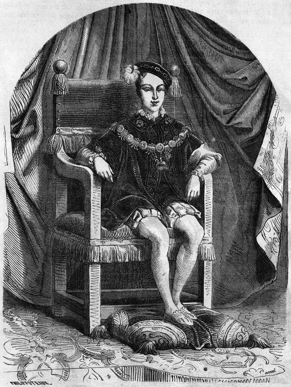 Retrato del joven Rey Eduardo VI de Inglaterra e Irlanda (1537-1553), grabado del siglo XIX de Unknown artist