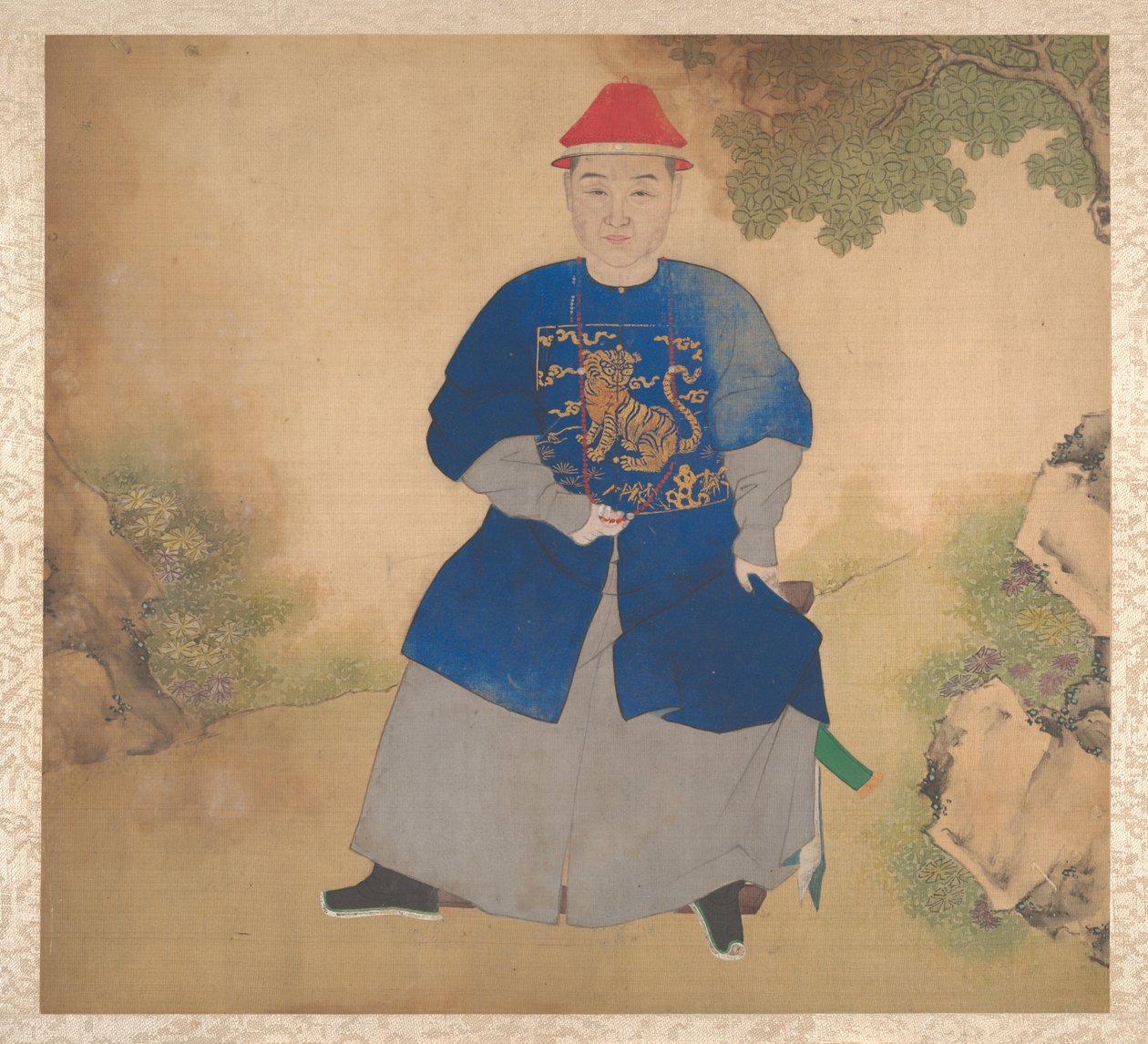 Retratos de miembros de una familia, mediados del siglo XIX (álbum de diecinueve hojas; tinta y color sobre seda) de Unknown Artist