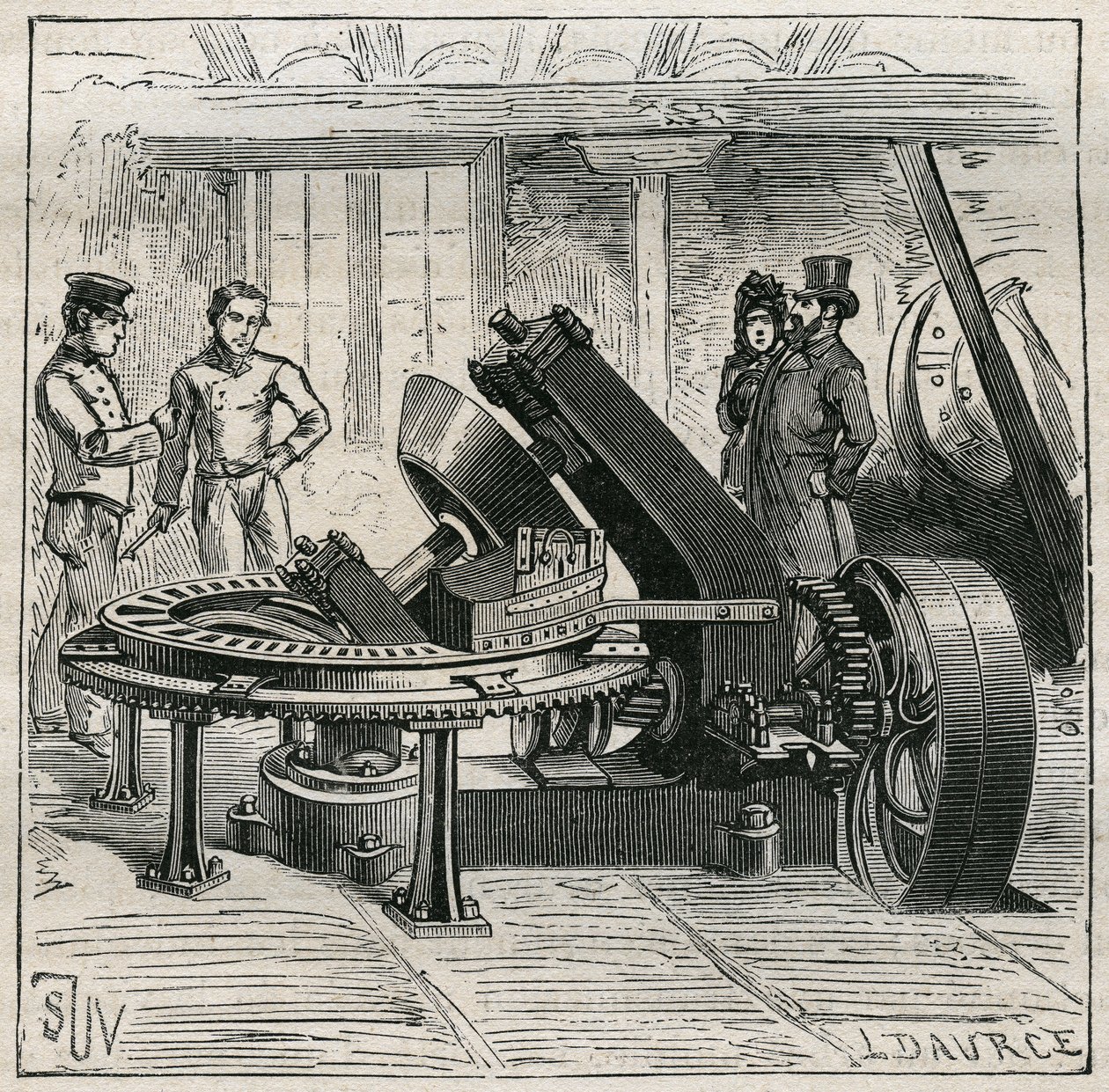 Cerámica: máquina Fleury utilizada para el moldeado mecánico de ladrillos. Grabado de 1885 en "Les arts et metiers illustres" por Adolphe BITARD de Unknown artist