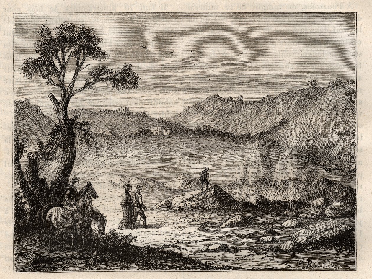 Solfatara de Pozzuoli, cerca de Nápoles - Solfatare de Pouzolles, Italia - grabado en 