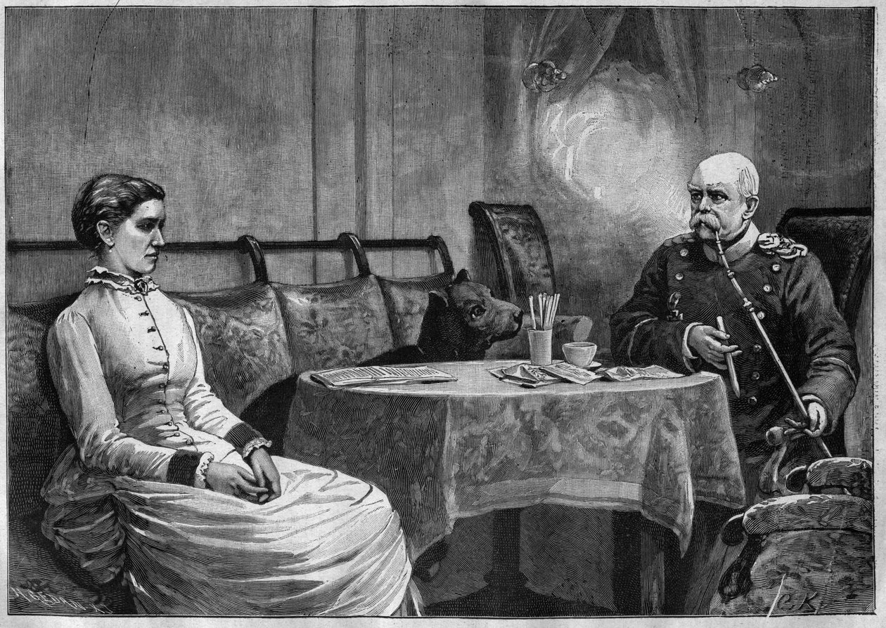 Príncipe Otto von Bismarck (1815-98) y su esposa, Johanna (1824-94) - grabado 1887 de Unknown artist