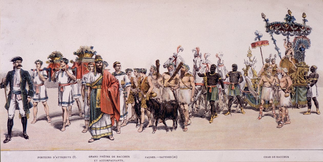 Procesión de los cosechadores y carro de Baco - en "Álbum oficial de la fiesta de los vinateros" de Unknown artist