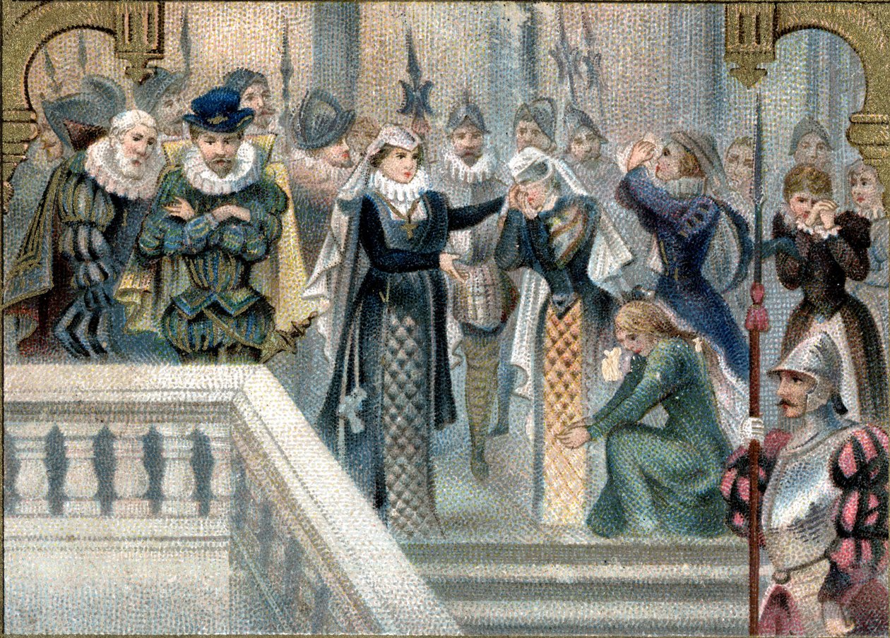 Reina de Escocia María Estuardo (1542-1587) se despide por última vez de las damas de la corte. Cromolitografía tardía del siglo XIX. de Unknown artist