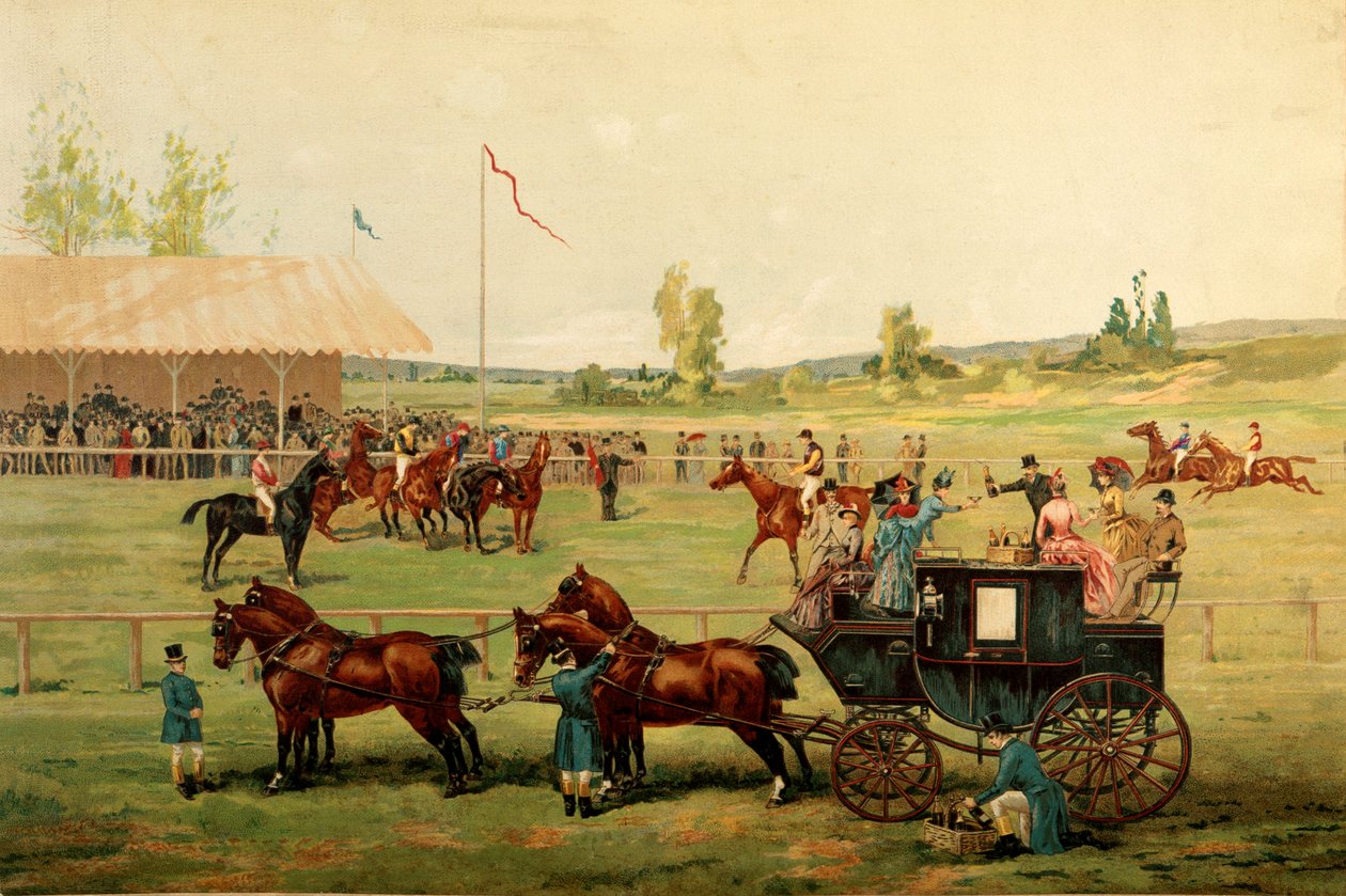 Campos de carreras. Cromolitografía en color de finales del siglo XIX. París, Artes Decorativas de Unknown artist