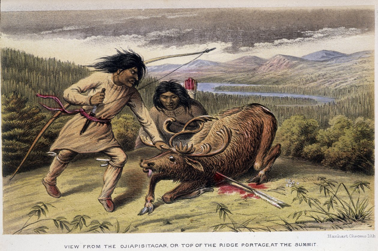 Indios cazando renos - en "Exploration of the Labrador Peninsula" por Hind, Londres de Unknown artist