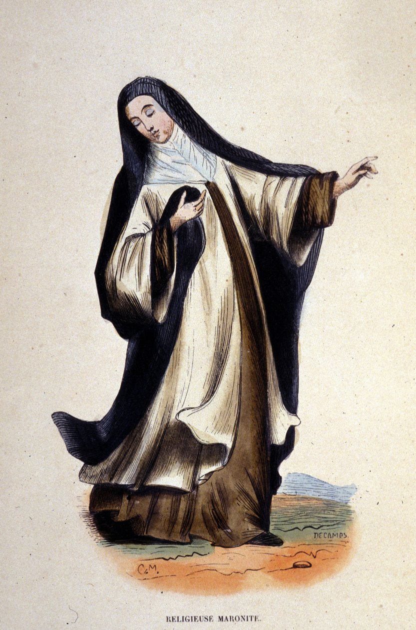 Maronita religioso. Grabado de un álbum sobre órdenes religiosas, París de Unknown artist