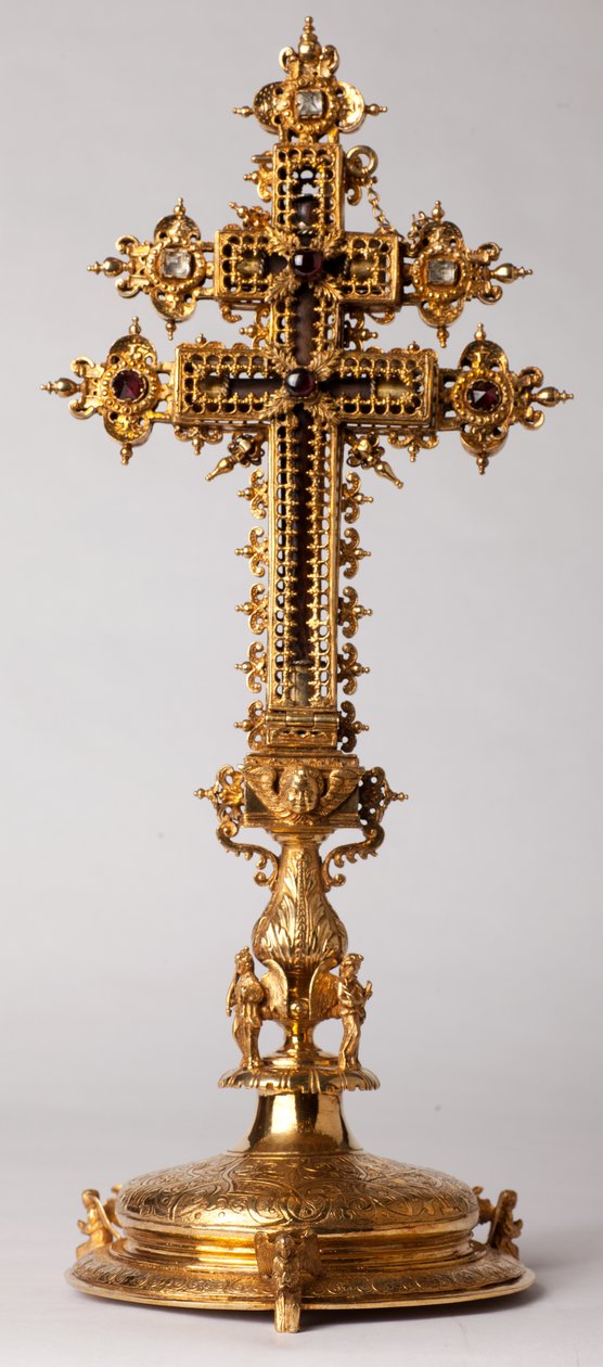 Cruz relicario. Orfebrería con joyas. Origen abadía (Saint-Amand Tournai, ex-Elnone). Siglo XVI de Unknown artist
