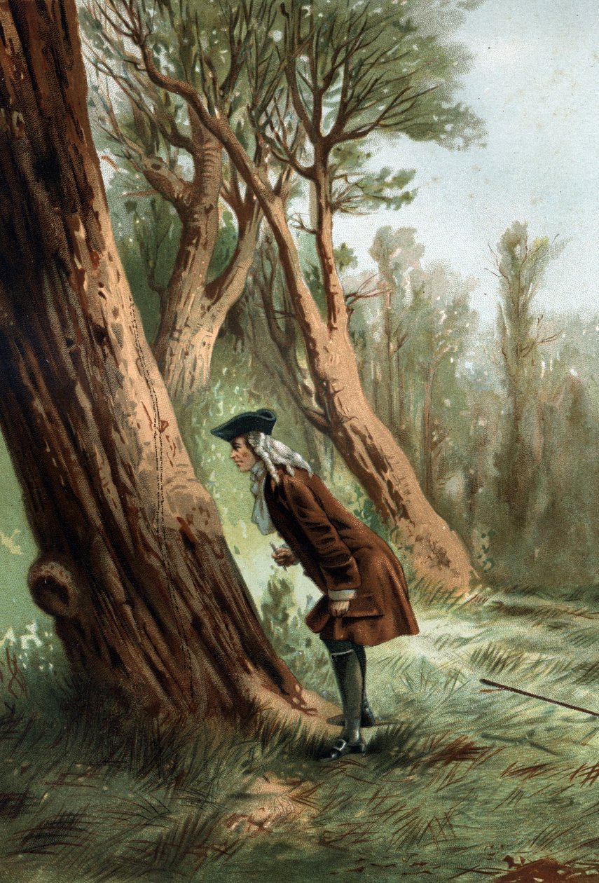 René Antoine Ferchault de Réaumur (1683-1757), físico y naturalista francés, estudiando la moral de las orugas. después de “La Ciencia y sus Hombres por Louis Figuier”. Barcelona 1881 de Unknown artist