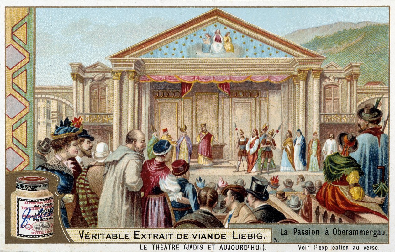 Representación de un juego de pasión en Oberammergau (Alemania) - cromolitografía de Liebig de Unknown artist