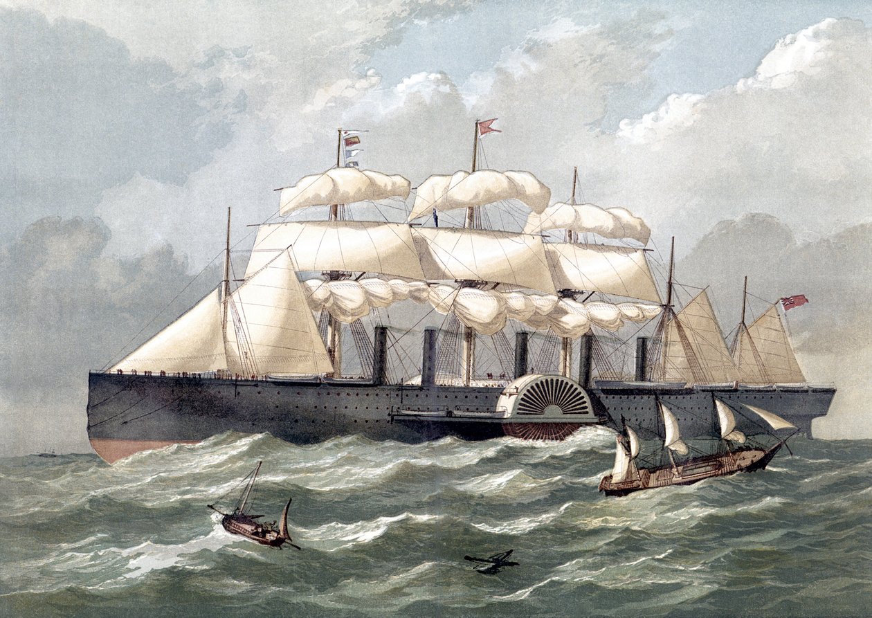Representación del barco británico Great Eastern, primer transatlántico gigante, inaugurado en 1858 diseñado por Isambard Kingdom Brunel - siglo XIX de Unknown artist