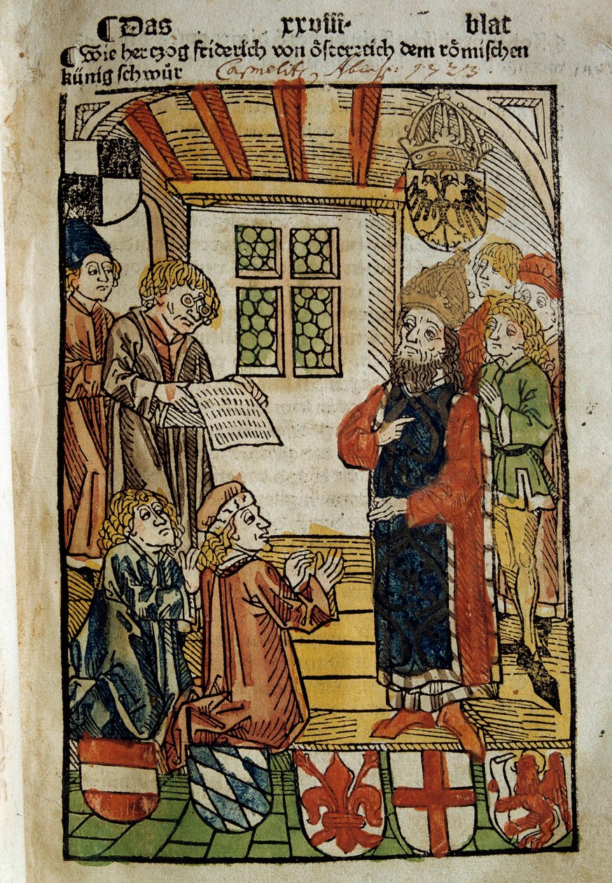 Representación del Concilio de Constanza (1414-1418), convocado por el emperador Segismundo I y el antipapa Juan XXIII. Puso fin al Gran Cisma de Occidente. Miniatura de 1414. París. Biblioteca Polaca de Unknown artist
