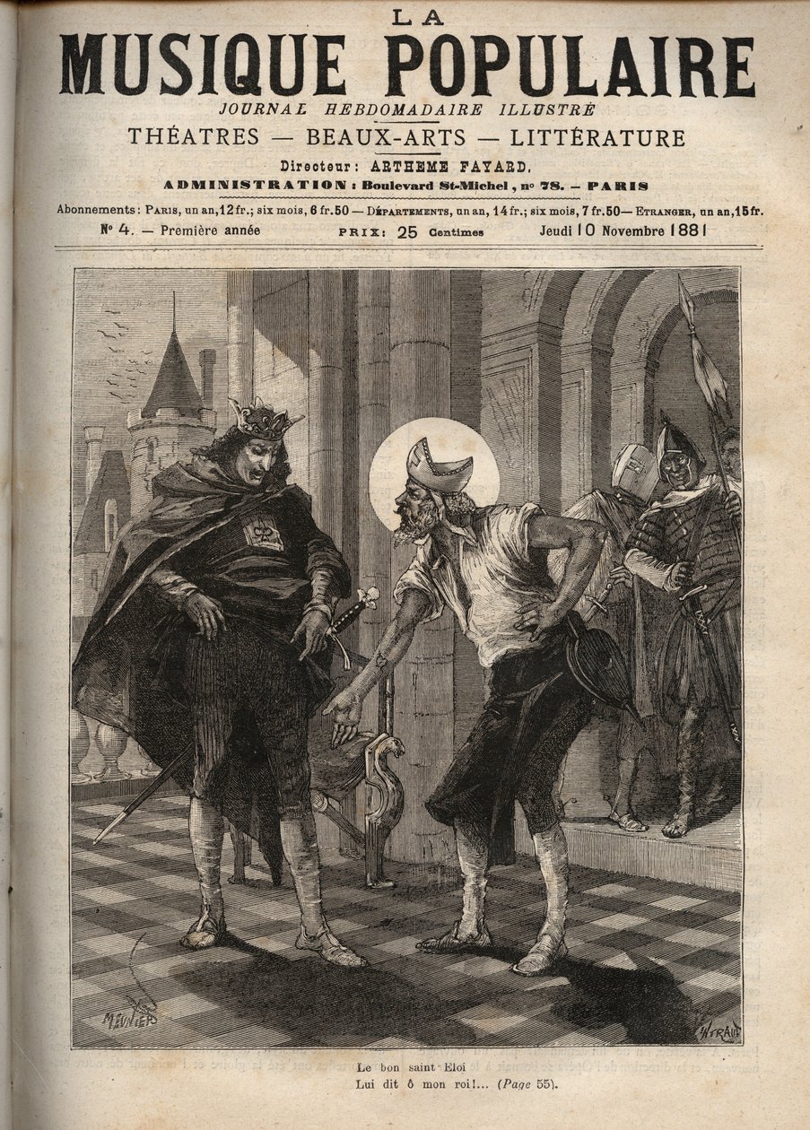 Representación de la canción popular francesa “Rey Dagoberto” representando al Rey Dagoberto I (circa 600-639) y San Eloy de Noyon (ca. 588-660): “El Buen San Eloy” de Unknown artist