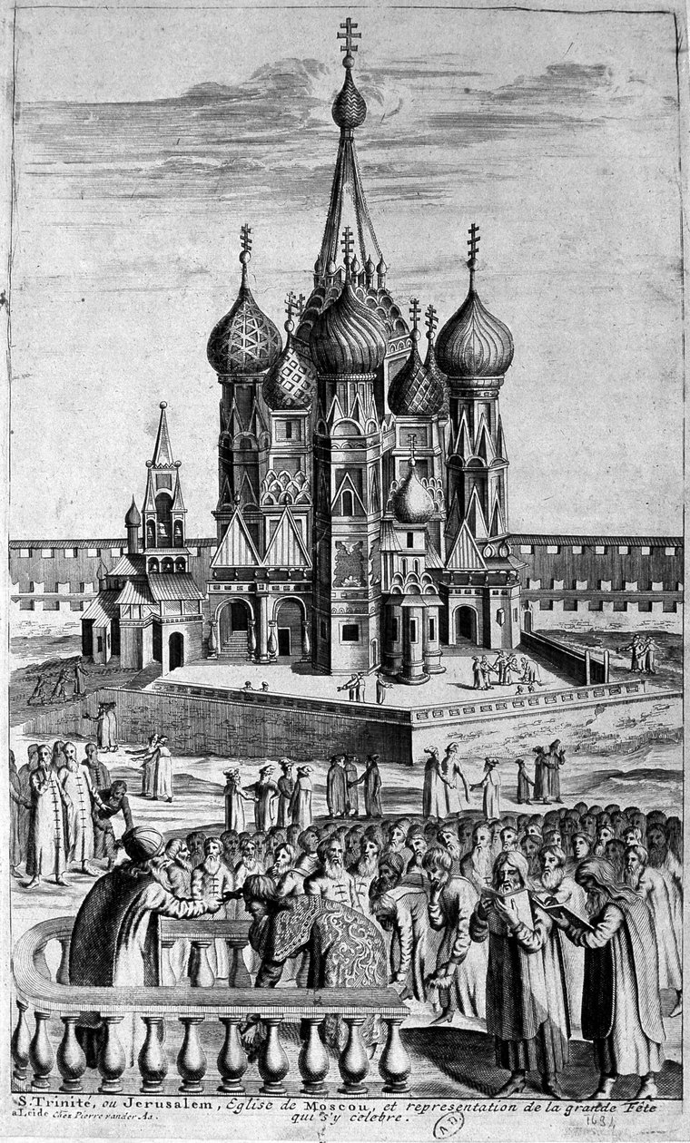 Representación de la Iglesia de la Trinidad en Moscú en un grabado del siglo XVII de Unknown artist