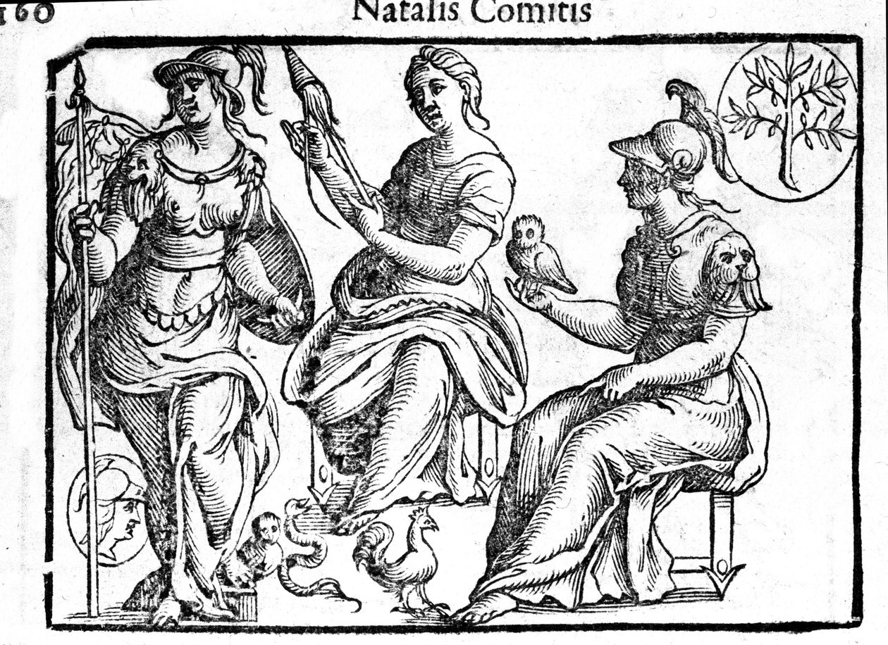 Representación de la divinidad Atenea. Grabado de “Mythologiae sive explicationes fabularum” de Natalis Comitis. 1637 de Unknown artist