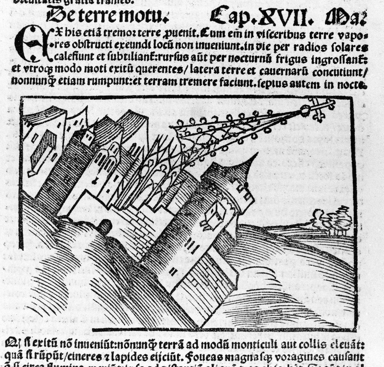 Representación del terremoto en el siglo XVI de Unknown artist
