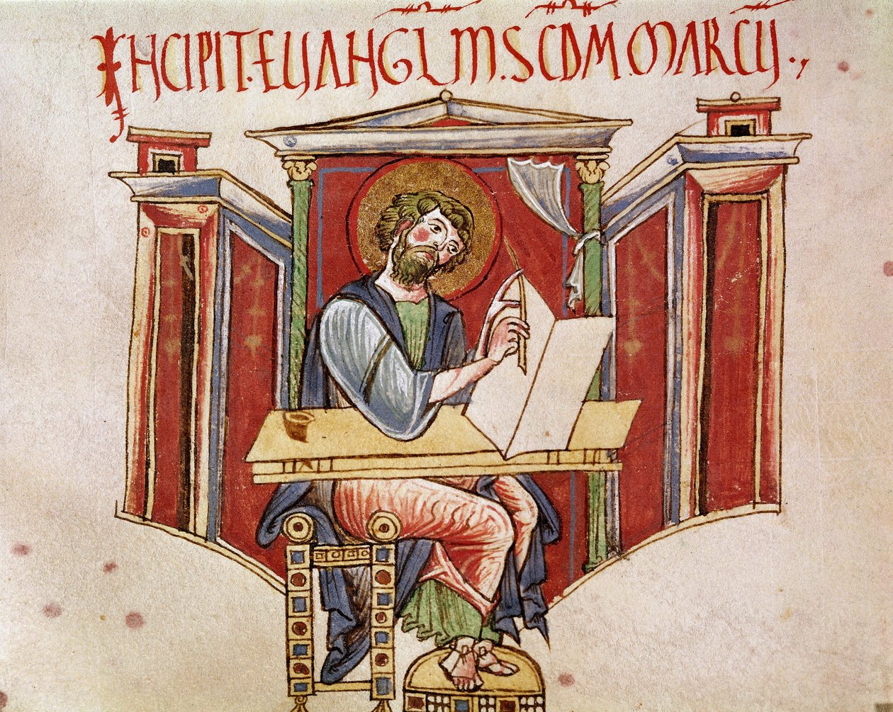Representación del evangelista San Marcos (miniatura de un manuscrito de los monjes benedictinos 
