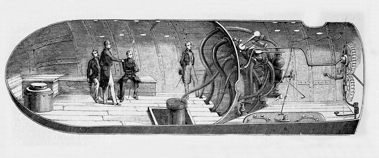 Representación del submarino por Antoine Prosper Payerne (1806-1886) de Unknown artist