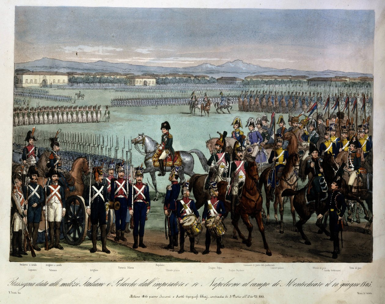 Revisión de las milicias italianas y polacas de Napoleón en el Campo de Montechiaro, 10 de junio de Unknown artist