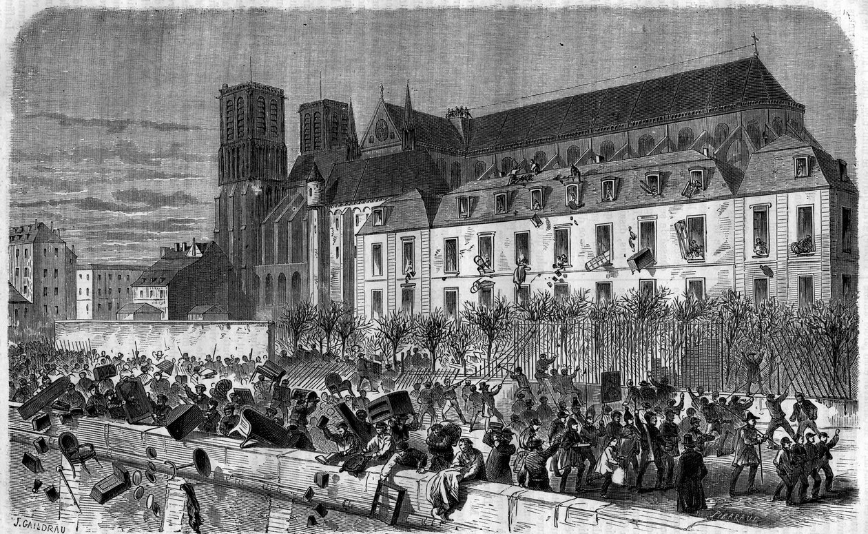 Revolución de 1830: Saqueo del Arzobispado en París el 15 de febrero de Unknown artist