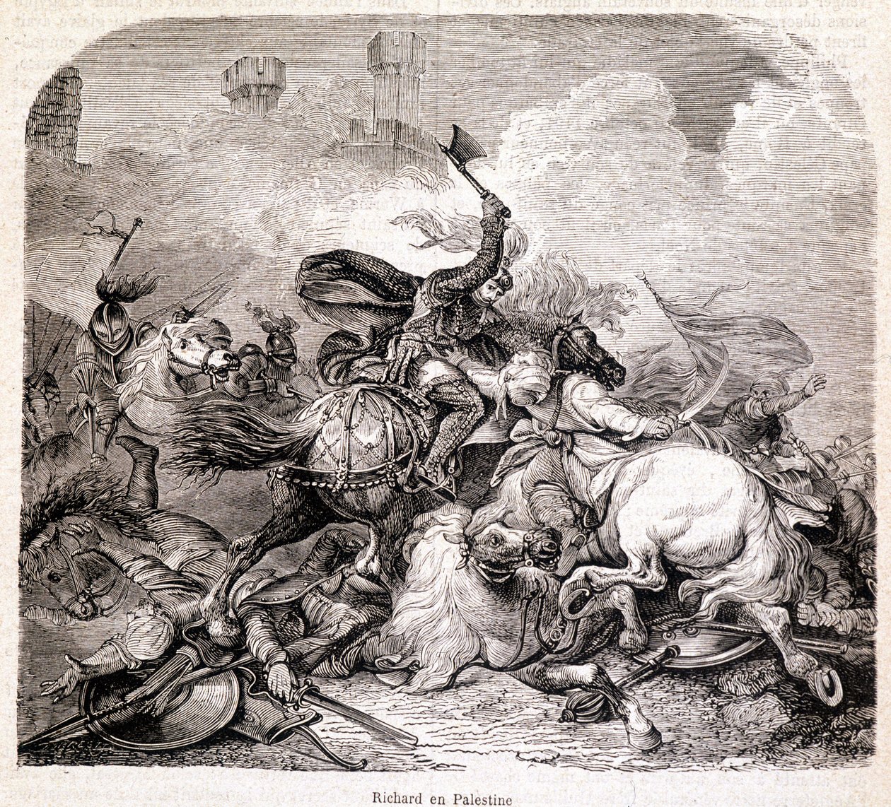 Ricardo en Palestina. Ilustración en "Historia de Papas, Reyes, Reinas, Emperadores, a través de los Siglos" por Maurice Lachatre 1857 de Unknown artist