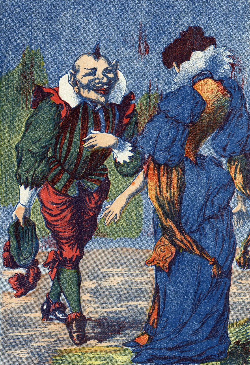 Riquet se presenta de nuevo a la princesa. Ilustración para Riquet con el copete, cuento de Charles Perrault (1628-1703), escritor francés. Ilustración anónima. Imágenes Marcel Vagne, Jarville Nancy, sin fecha (finales del siglo XIX) de Unknown artist
