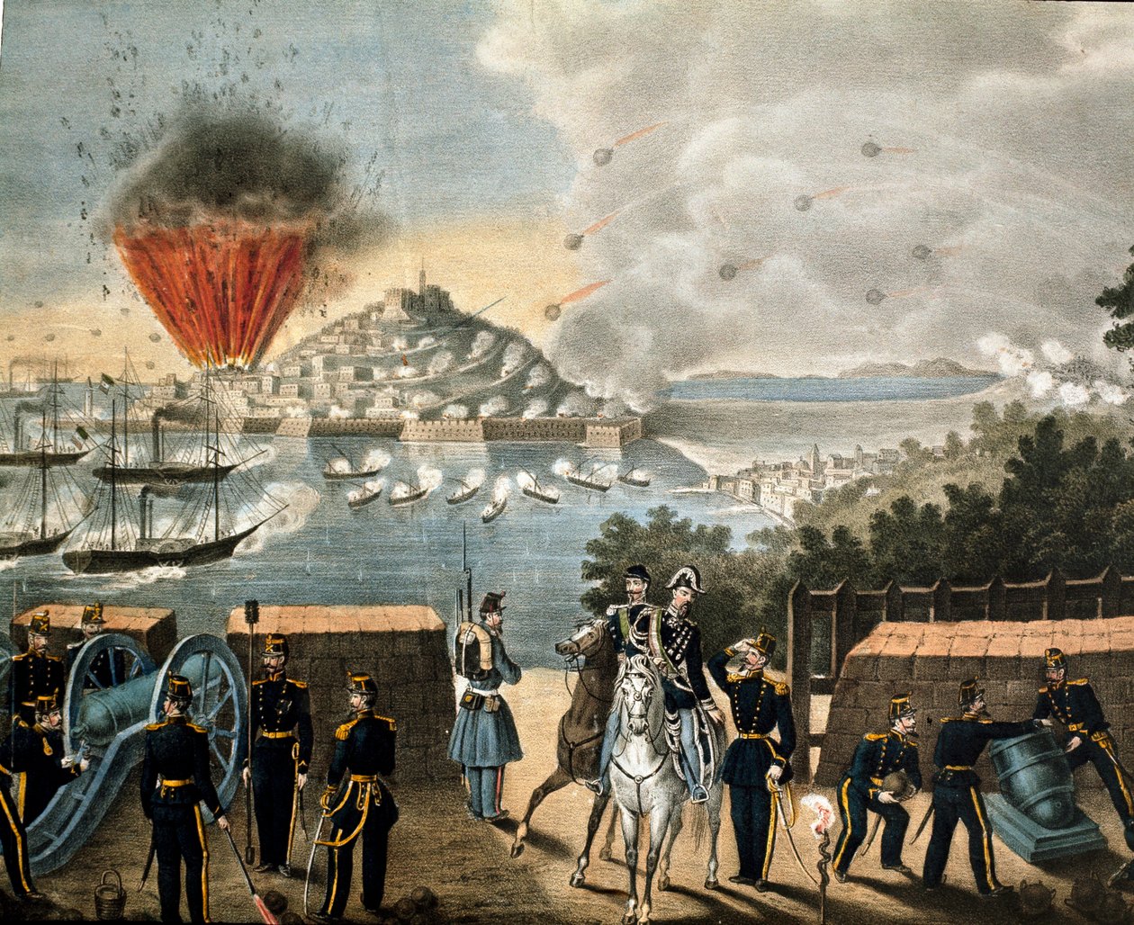 Risorgimento - Expedición de los Mil o Camisas Rojas por Giuseppe Garibaldi - Sitio de Gaeta, Italia de Unknown artist