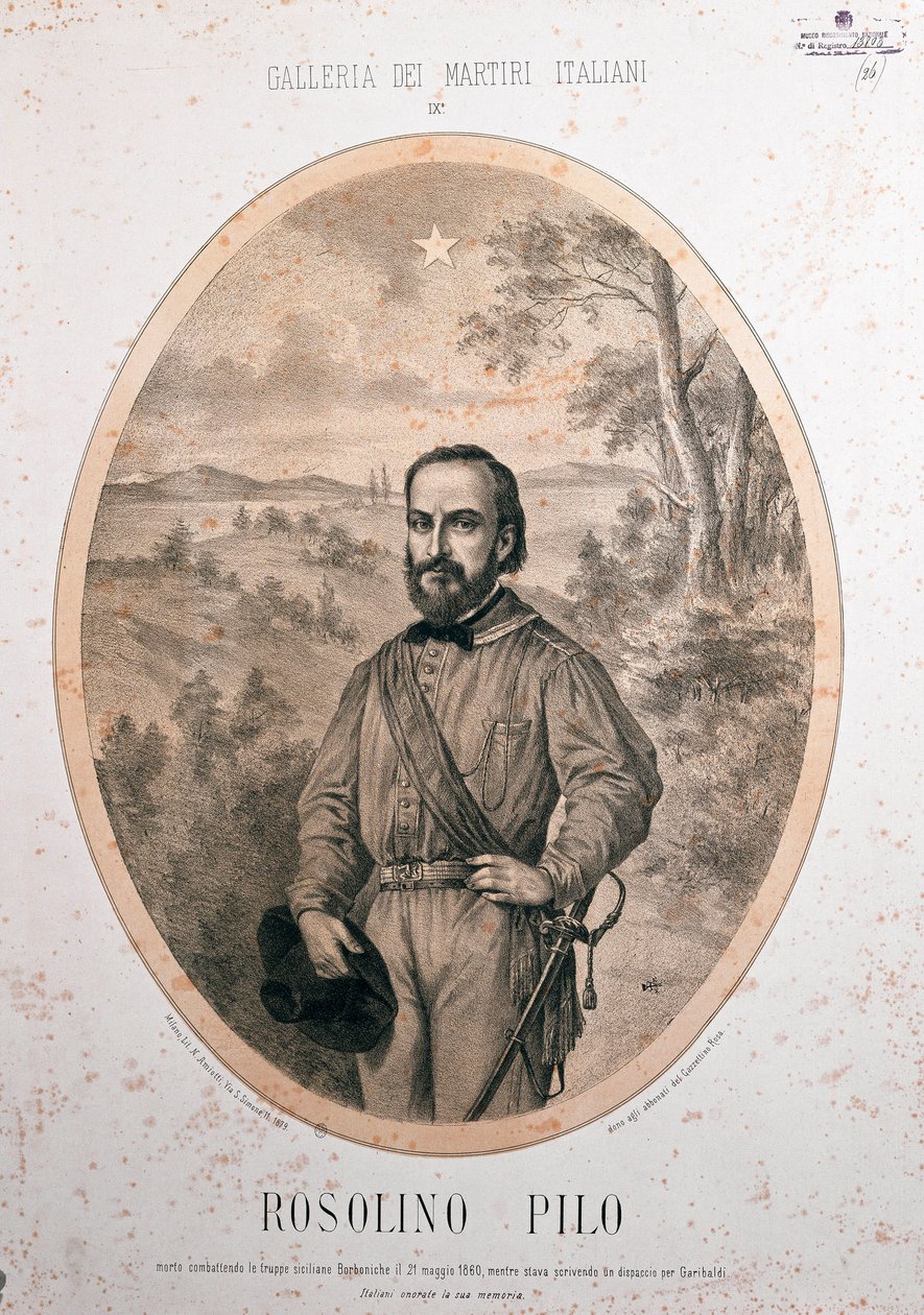 Risorgimento: Retrato del patriota italiano Rosolino Pilo (1820-1860) de Unknown artist