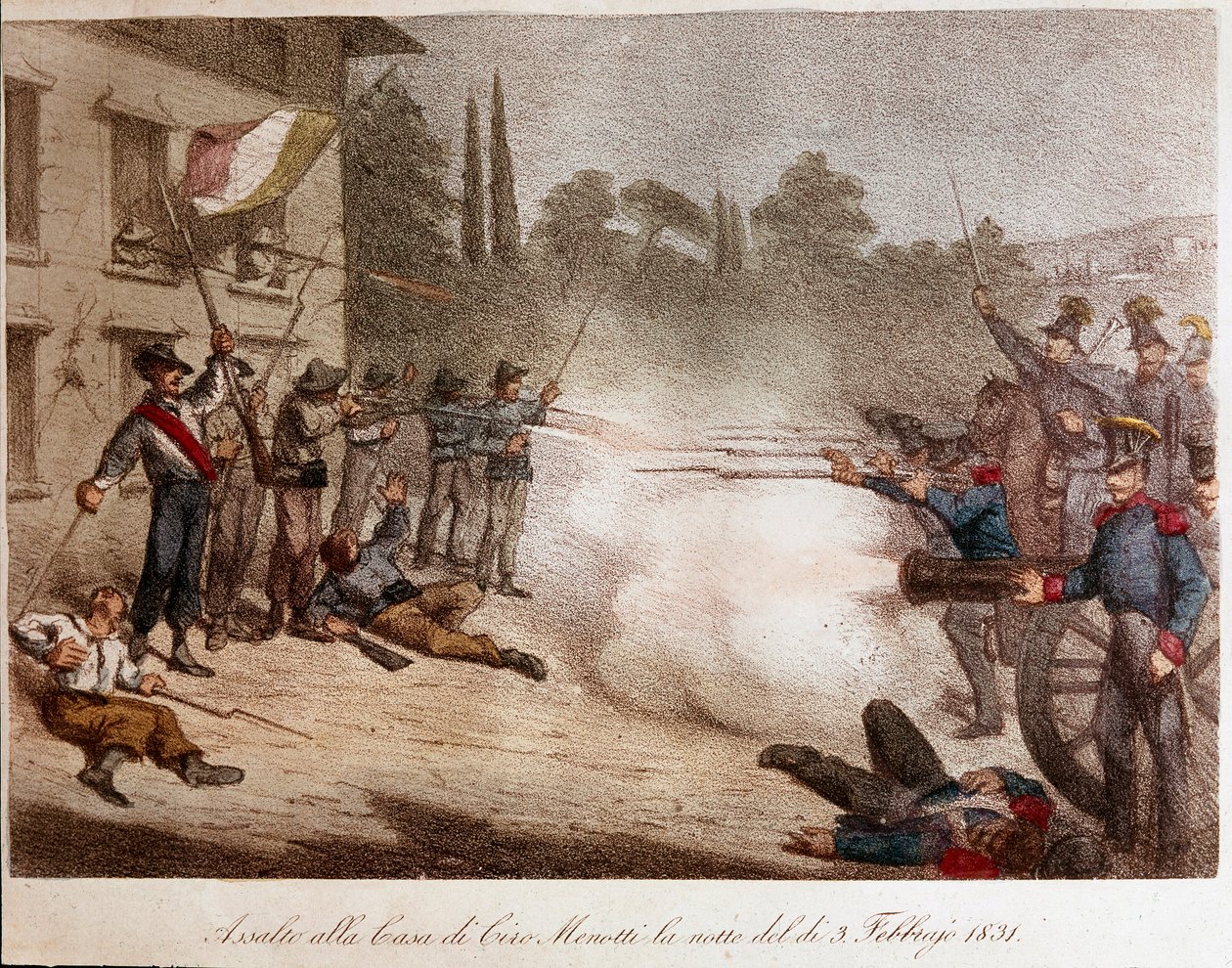 Risorgimento: los soldados de Francisco IV de Módena asaltan la casa de Ciro Menotti en la noche del 3 de febrero de 1831 de Unknown artist