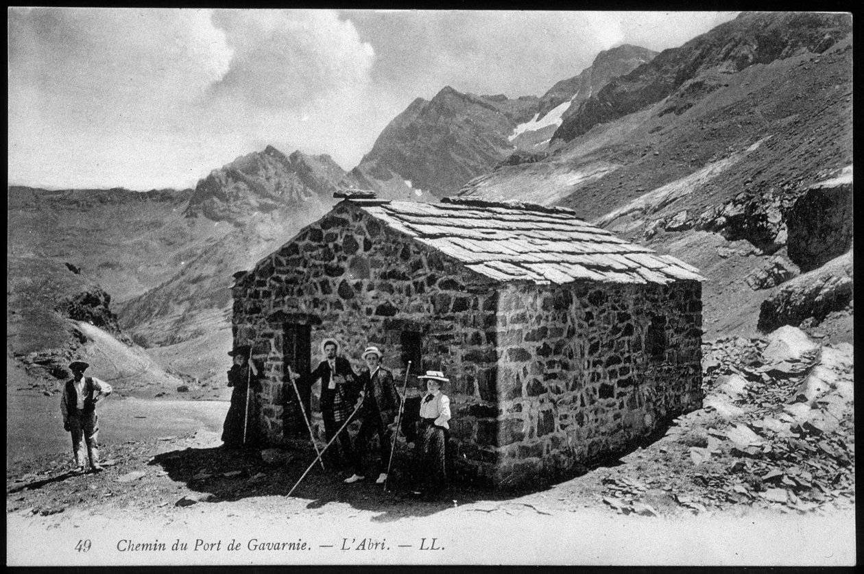 Camino al puerto de Gavarnie: el refugio (refugio de montaña) - postal, finales del siglo XIX de Unknown artist