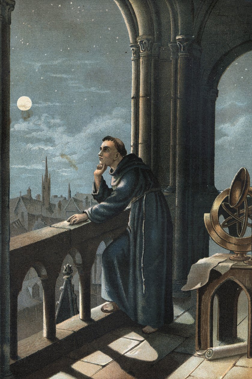 Roger Bacon en Oxford. Monje franciscano, teólogo, filósofo y erudito inglés de Unknown artist