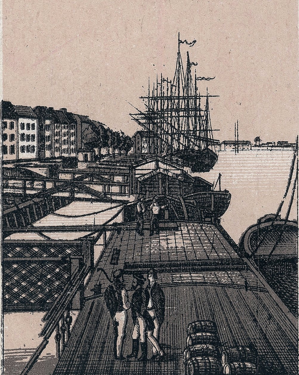 Róterdam, Holanda: vista del puerto de Bollwerk. en "El mundo ilustrado 168 vistas" Sin fecha (finales del siglo XIX) de Unknown artist