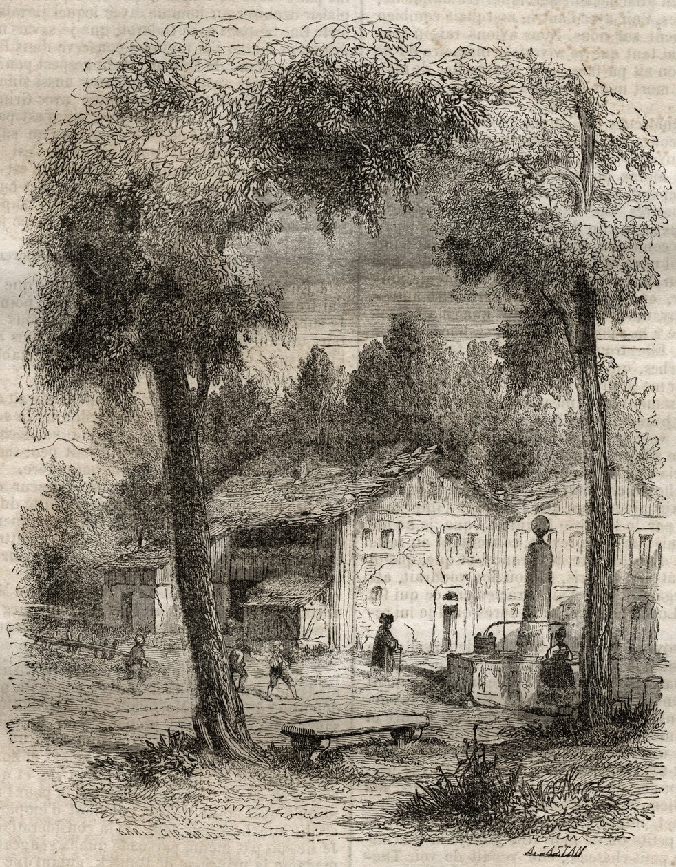 Rousseau en Motiers (Cantón de Neuchatel) - Ilustración para las "Confesiones" de Jean-Jacques Rousseau (1712-1778) - grabado de 1849 de Unknown artist