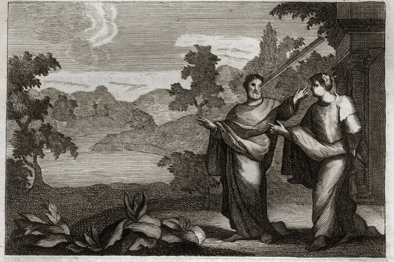 Biblia de Royaumont, Nuevo Testamento: No juzgues a los demás. Cuando tienes una viga en tu ojo, no deberías molestarte en sacar una paja del ojo de tu hermano (Parábola de la paja y la viga). Ilustración de 1811. de Unknown artist